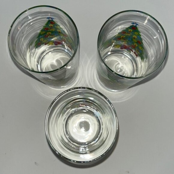 3 Vintage Carlton Christmas Tree 11 oz Hi-Ball Glasses - Picture 3 of 6